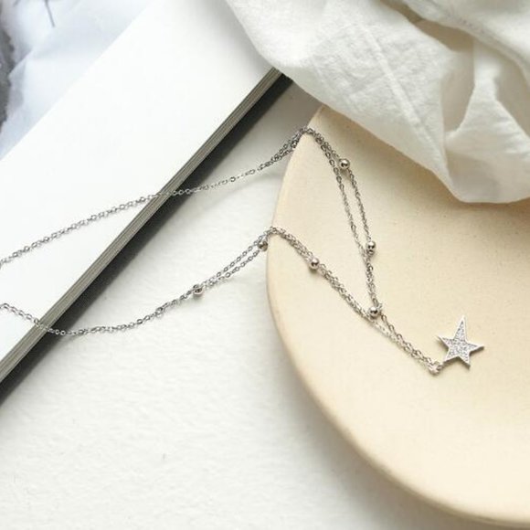 NEW 925 Sterling Silver Diamond Star Necklace G - Picture 10 of 13